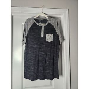 George Men’s Heathered Raglan Henley Tee – Size Large (42–44)